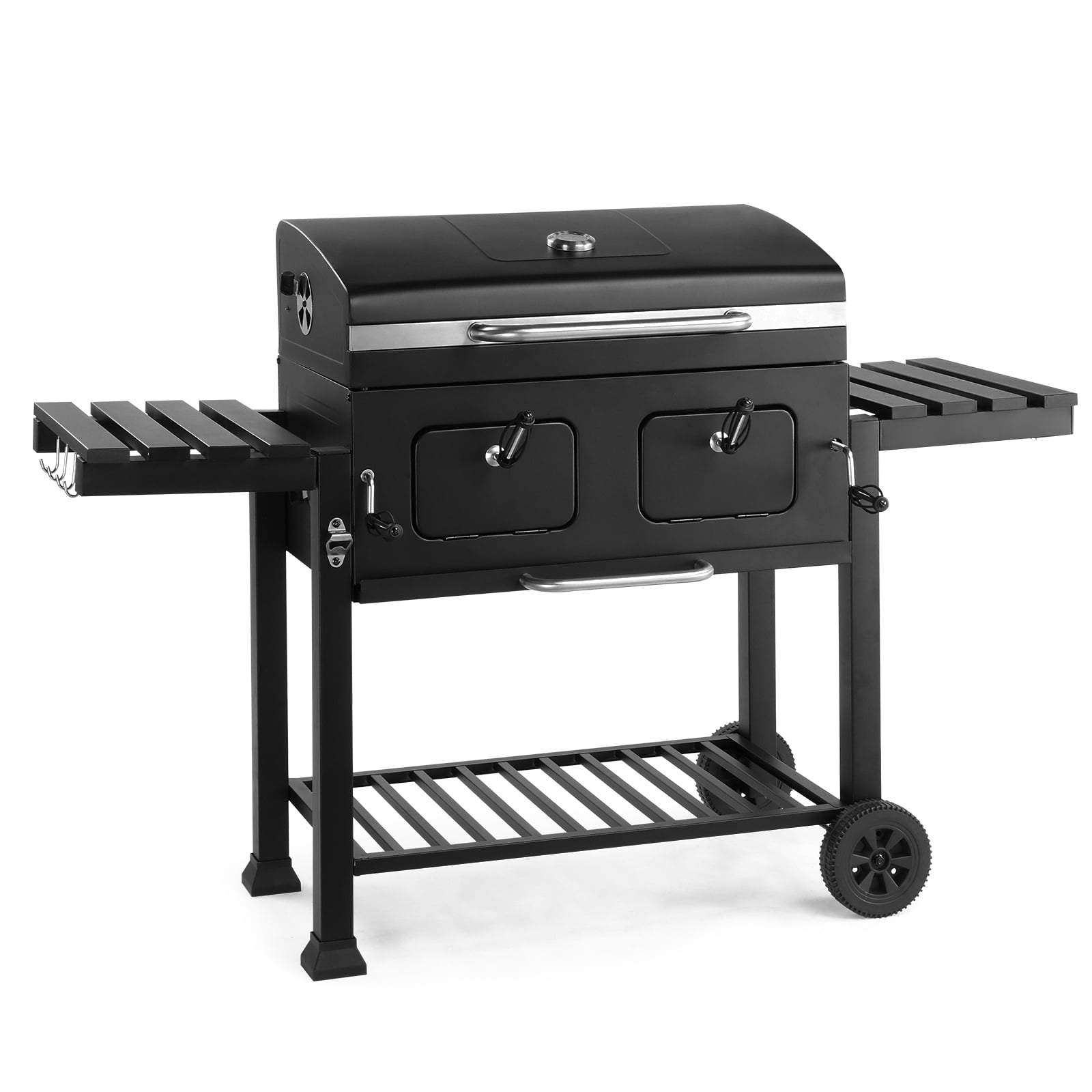Zimtown BBQ Grill Outdoor Charcoal Barbecue Pit Smoker with Double Charcoal Tray Separable Adjustment Independent Temperature Control for BBQ Events,Party,Wedding