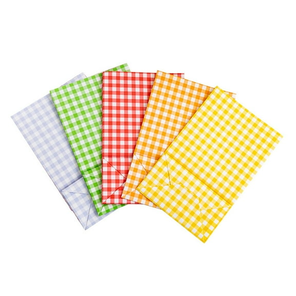 Yokua 5Pcs Small Kraft Paper Gifts Bags Paper Party Bags Kraft Flat Bottom Gift Bags