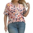 thumbnail image 6 of TQWQT Womens Plus Size Summer Tops Womens 5x Blouse V Neck Criss Cross Floral Print Short Sleeves Tee Dressy Casual T Shirts 4x Womens Plus Size Clothes L, 6 of 6