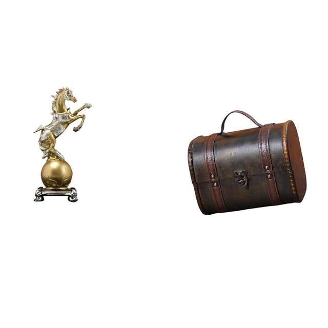 Figura De Caballo De Resina Moderna Y Joyero De Madera Vintage, Organizador, Centro De Mesa Decorativo Para Sala De Estar, Oficina, Almacenamiento De Anillos.