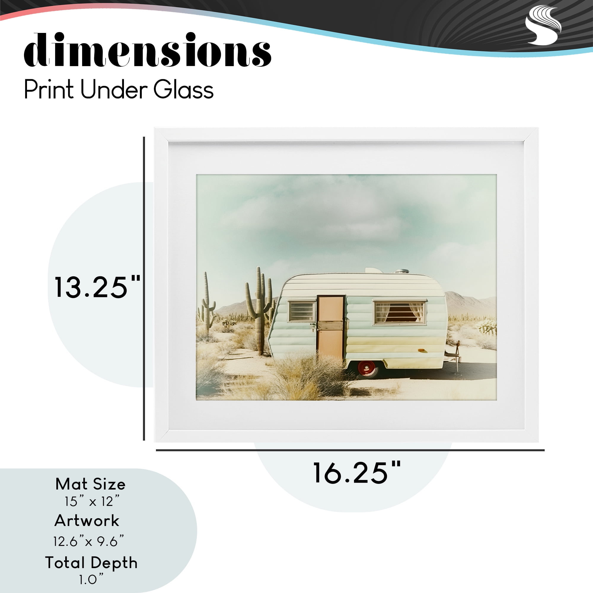 Desert Trip Vintage White Framed Print Under Glass, design by Decent Exposures