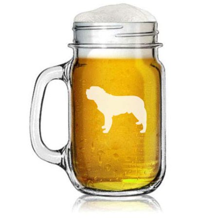 

16oz Mason Jar Glass Mug w/Handle Saint Bernard