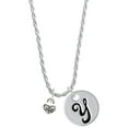thumbnail image 1 of Delight Jewelry Silvertone Mini Scroll Heart Silvertone Script Initial Disc - Y - Charm Necklace, 20"+3", 1 of 4