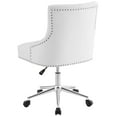 thumbnail image 4 of Contemporary Modern Urban Designer Home Business Office Furniture Work Desk Chair, Faux Vinyl Leather Aluminum, White, 4 of 7