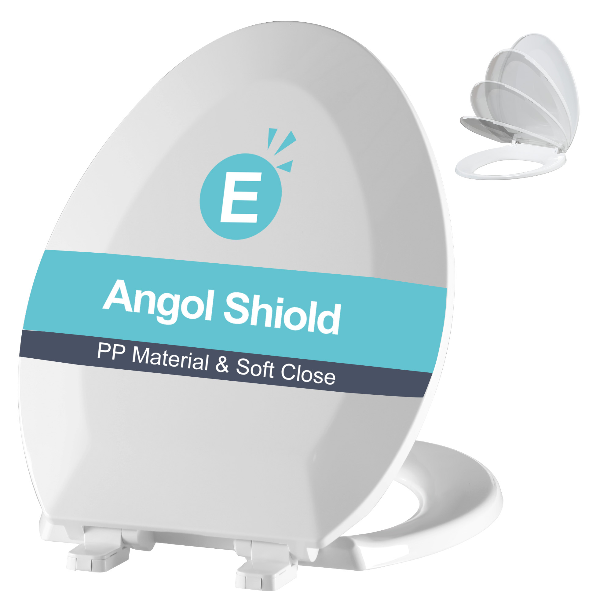Angol Shiold Elongated Soft-Close Toilet Seat, White photo 1