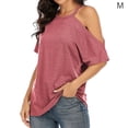 thumbnail image 1 of Camiseta de mujer Verano con hombros descubiertos Blusa de manga corta Top suelto, Rosa, M Methold AP001354-12, 1 of 5
