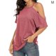 thumbnail image 1 of Camiseta de mujer Verano con hombros descubiertos Blusa de manga corta Top suelto, Rosa, M Methold AP001354-12, 1 of 5