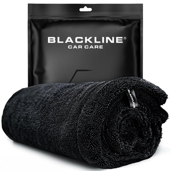 Blackline 24"x36" Twisted-Loop Car Drying Towel, 1300GSM, Streak Free, Lint Free, Reusable - Car Accessories, Microfiber Cleaning Cloth for Car, Truck, SUV - One Pass is All You