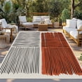 thumbnail image 2 of Brown Striped Outdoor Rug for Patio/Deck/Porch, Non-Slip Large Area Rug 5 x 7 Ft, Farmhouse Stripes Modern Abstract Art Indoor Outdoor Rugs Washable Area Rugs, Reversible Camping Rug Carpet Runner, 2 of 8