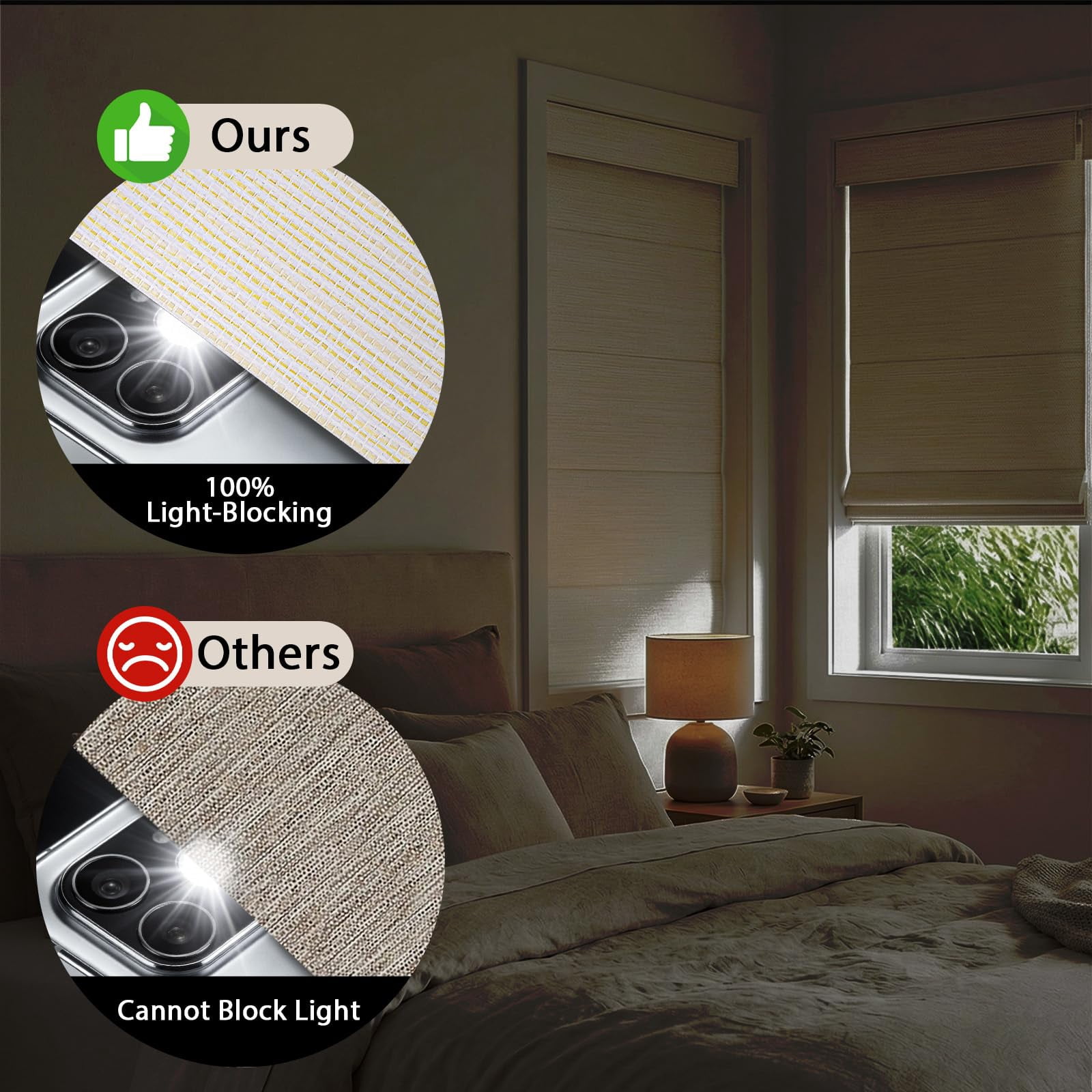 Shade&Beyond No Drill Cordless Roman Shades for Windows, 30" W x 64" H Blackout Window Blinds, UV Protection Privacy Shades for Bedroom Living Room Office, Beige