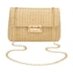 thumbnail image 2 of Bolso de paja cruzado con doble cremallera y correa de cadena, bolso pequeño cuadrado estilo coreano para viajes a la playa en verano y uso diario, 2 of 6