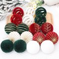 thumbnail image 4 of Juego de 6 bolas navideñas flocadas, color burdeos, blanco y verde, para colgar en el árbol de Navidad, decoración del hogar para Año Nuevo, 4 of 5