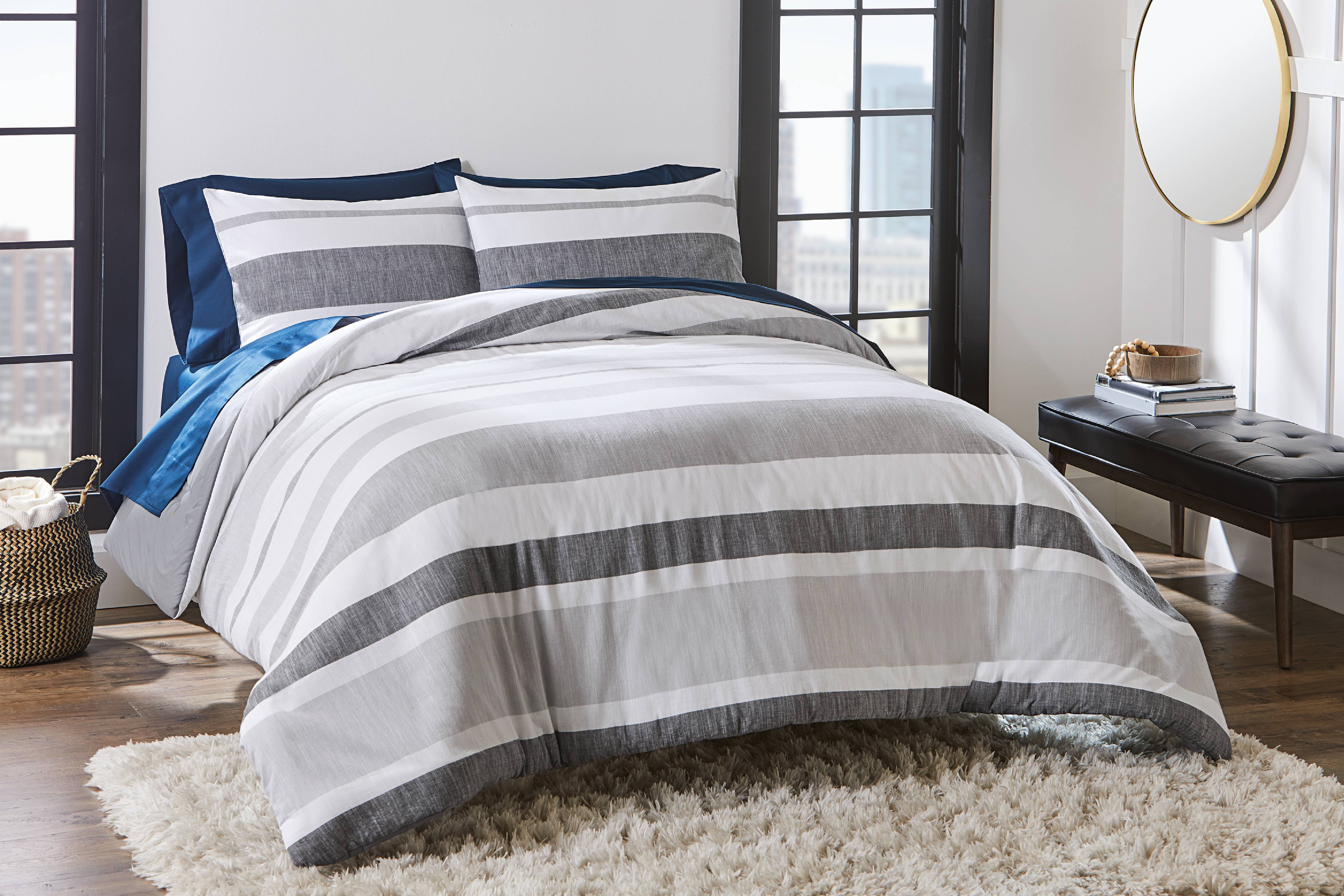 grey striped comforter bedding