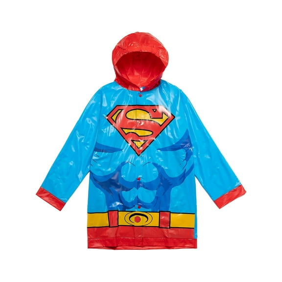 DC Comics Boys' Superman Logo Raincoat with Detachable Cape, Sizes 2T-12