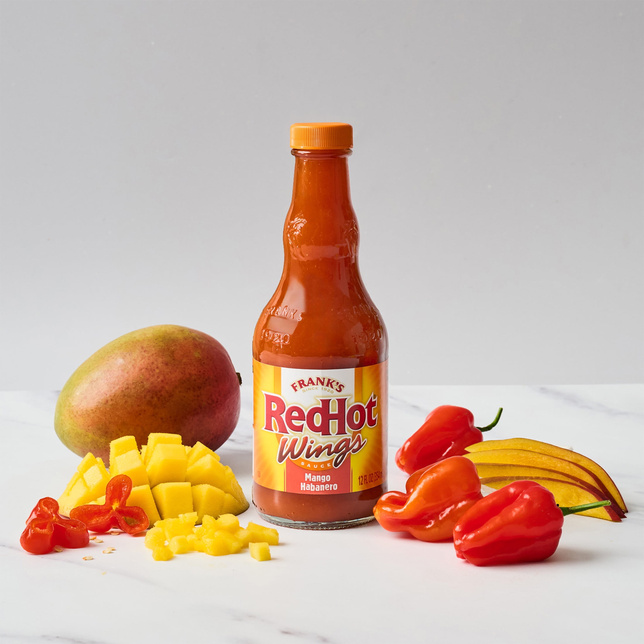 (3 pack) Frank's RedHot Kosher Mango Habanero Wings Sauce, 12.0 fl oz Bottle