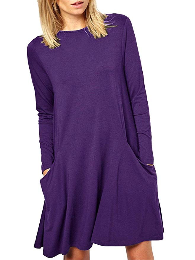 FreshLook Women's Casual Pockets Plain Tunic TShirt Dress Walmart