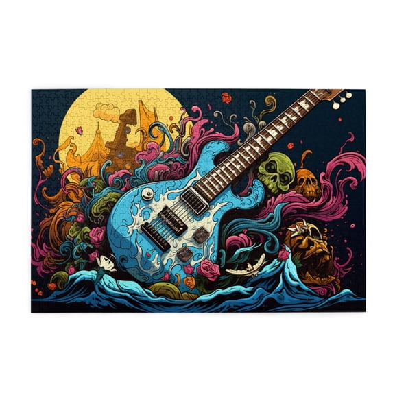 1000 PCS Fantasy Colorful Guitar 1000 Piece Jigsaw Puzzle For Adults,Stunningly Vibrant Colors,Funny Guitar Wooden Puzzle As Home Decor,Enjoy The Puzzle Solving Process,Relaxation