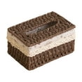 thumbnail image 2 of Hand Woven Rattan Tissue Box Cover | Natural Straw Weaving Paper Towel Holder | Brown Decorative Storage Box for Living Room Bathroom Bedroom | 7.48x5.12x3.94 inches, 2 of 6