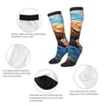 thumbnail image 3 of Goofa Colorful Underwater Sea Turtle Pattern Adult Stockings, Color-Block Knee High Socks, Comfortable and Breathable, Soft and Stretchable, Sports, and Decoration, 3 of 6