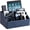 Dark Blue, variant on PU Leather Desk Organizer, Remote Control Holder, Black | Luxury Nightstand Organizer for Home, Office Desk Accessories, Bedside Table Caddy with 5 Compartments, Velvet Lining