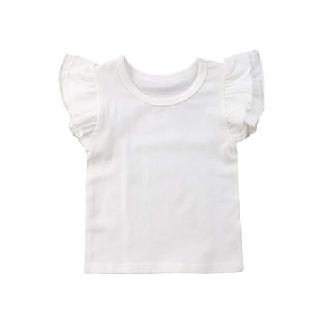 

Meihuida Baby Girl Top Basic Plain Ruffle T-Shirt Blouse Casual Pullover