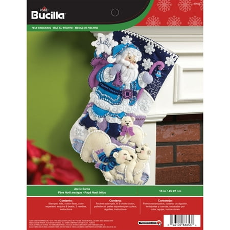 Bucilla Felt Applique Christmas Stocking Kit, Artic Santa, 18"