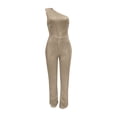 thumbnail image 2 of Gibobby pantalones de lentejuelas novedoso para mujer, moda Sexy, sin espalda, cuello en V, lentejuelas, cremallera, pierna ancha, pantalones informales para mujer, en Stock(Rosa Dorado， M), 2 of 4