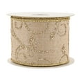 thumbnail image 6 of LaRibbons 2 1/2" Wired Ribbon | "Scroll" Natural/Gold | 10 Yard Roll, 6 of 6