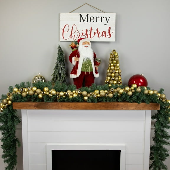 Northlight Shatterproof 3-Finish Christmas Ball Garland - 6' x 3.5" - Gold - Unlit