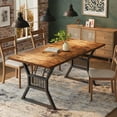 thumbnail image 6 of Dining Table 4-6 Person 70.8 Inch, Farmhouse Kitchen Table with Heavy Duty Metal Legs, Wooden Long Dining Room for Kitchen, Living Room, 6 of 10