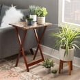 thumbnail image 5 of Kingfisher Lane Wood Five Piece Folding Set with Stand in Brown Faux Marble, 5 of 19