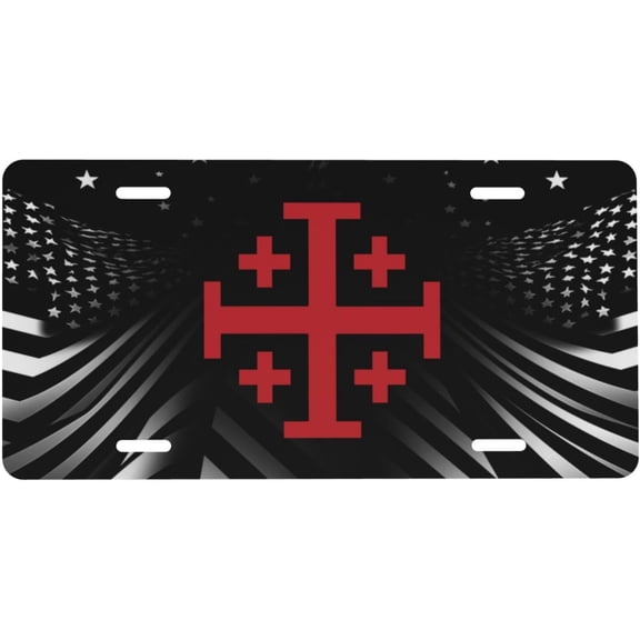 Jerusalem Catholic Cross Aluminum Stainless Decorative Car Front Personalized License Plate 6 X 12 in Comfortable
