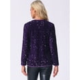 thumbnail image 3 of DARING DIVA Sequin Blazer Jacket Sparkly Open Front Cardigan S Purple, 3 of 6