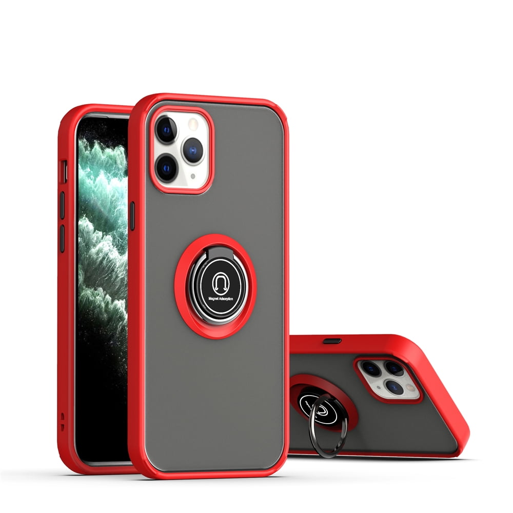 Iphone 12 Mini Case With Ring Kickstand Stand 5 4 Inch Matte Shockproof Scratch Resistant Protective Cute Iphone Case Cover For Men Red Black Walmart Com