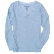 Faded Glory - Women's Plus Lace Trim V-Neck Shirt