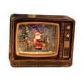 thumbnail image 2 of Bola de nieve navideña con forma de televisor, adorno central musical, iluminado Papá Noel retro dorado, 2 of 8