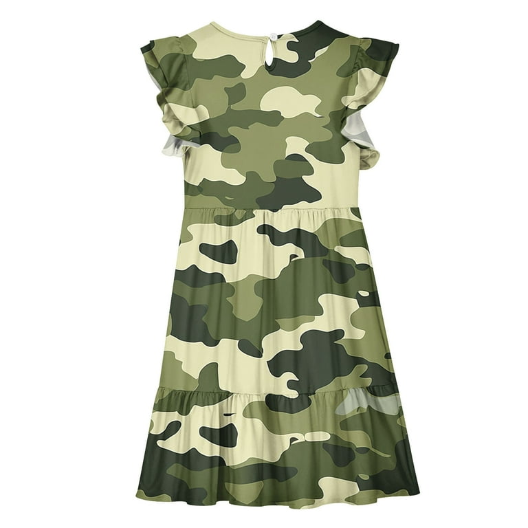 open lace back dress Pleated Camo Print Mini Dress Green/Multi / L main image 1