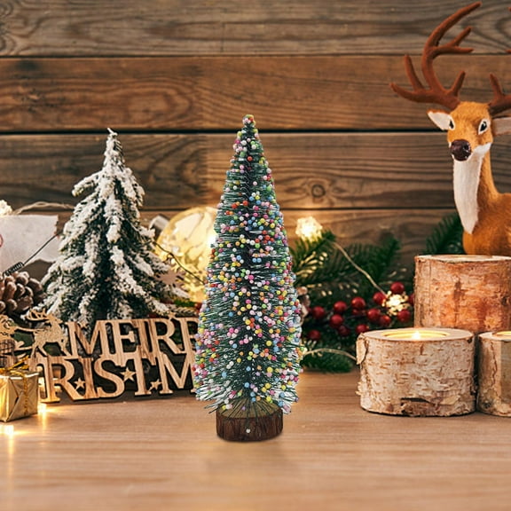 Mini Christmas Trees Decorations Artificial Christmas Trees Tabletop Bottle Brush Trees Small Trees with Snow and Colorful Foam for Indoor Outdoor Home Village Winter Holiday Decor