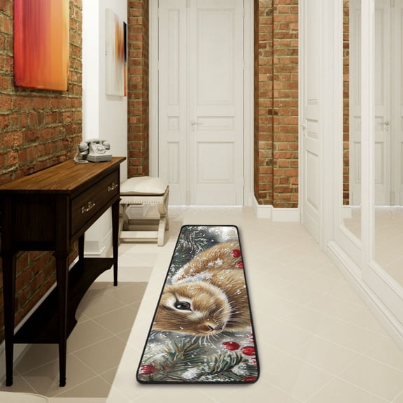 Easter Rabbit Runner Rug Non Slip 72×24 in Ares Rugs for Bedroom Bathroom Living Room