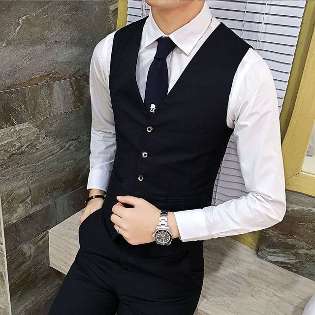 Chaleco de traje para hombre Chaleco de traje para hombre Chaleco de vestir de negocios de corte entallado para hombre Chaleco de vestir para trabajo