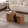 thumbnail image 2 of Leumius Nesting Coffee Table Set of 2, Round Wooden Coffee Tables Circle Modern Table, Accent End Side Table for Small Space Living Room Bedroom Brown, 2 of 7
