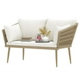 thumbnail image 3 of Craftian All-Weather Wicker Outdoor Loveseat with Cushions & Lumbar Pillows - Beige, 3 of 10