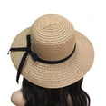 thumbnail image 3 of Sombrero de paja plegable de ala ancha para mujer y niña, con lazo, para playa y verano (marrón claro), 3 of 3