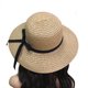thumbnail image 3 of Sombrero de paja plegable de ala ancha para mujer y niña, con lazo, para playa y verano (marrón claro), 3 of 3
