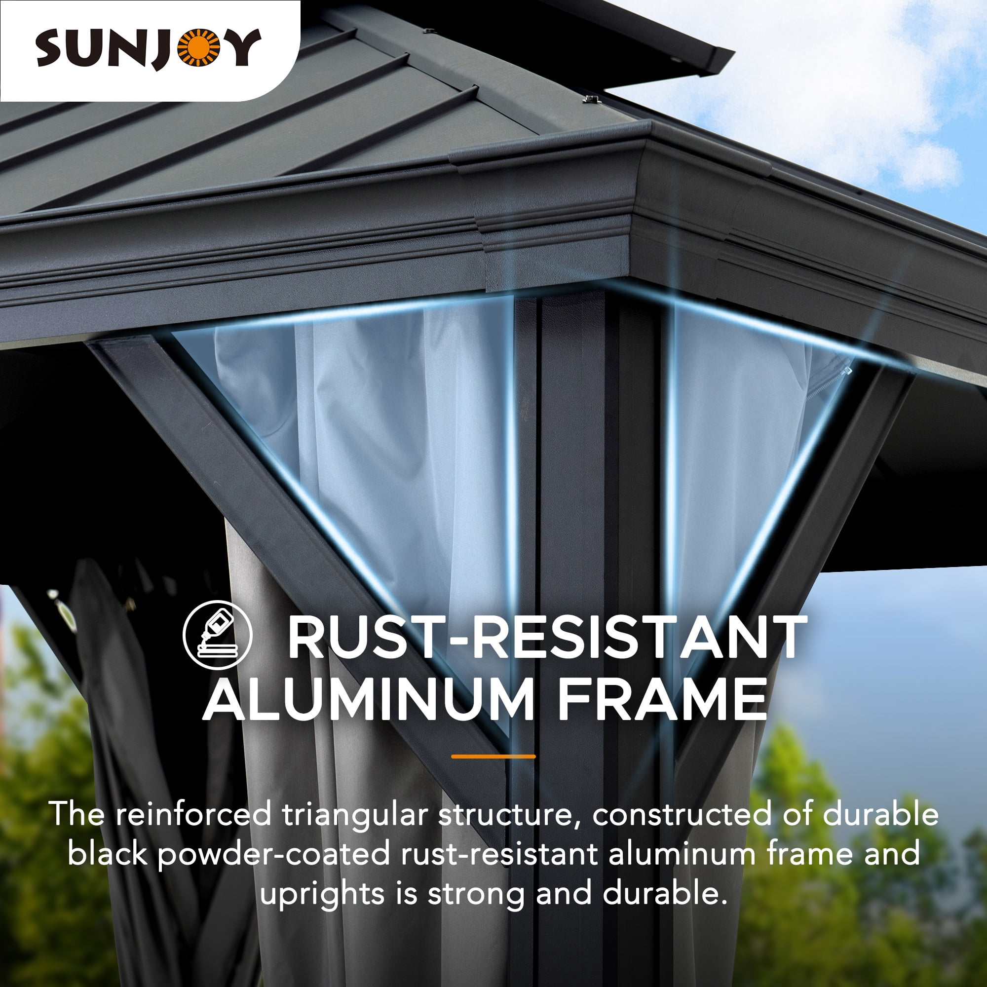 Sunjoy 10 ft. x 10 ft. Outdoor Gazebo with 2-tier Hardtop Roof