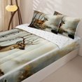 thumbnail image 3 of Castle Fairy Vintage Oil Paint Spotted Deer Zipper Twin Comforter Sets with Fitted Sheet and 2 Pillowcases,Autumn Birch Creek Pine Zipper Bedding Set,Ochre Brown Cream,Reversible,4-Piece, 3 of 6