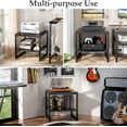 thumbnail image 7 of End Table, 20 Inch Square Black Wood Side Table with 2-Tier Storage Shelves for Living Room, 7 of 7