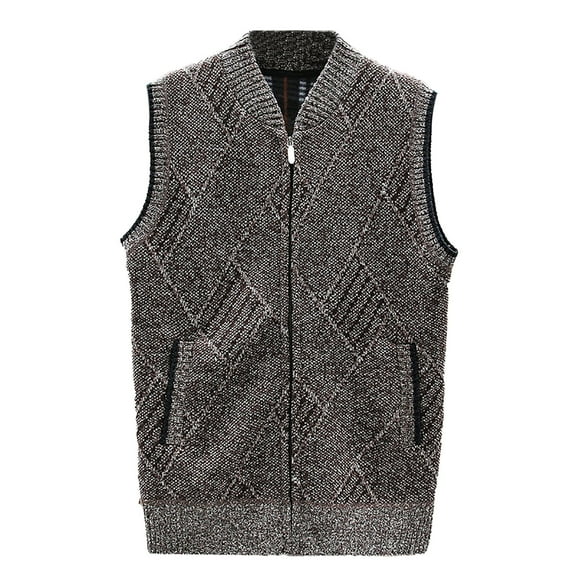 JIKNTTR Mens Full Zip Sweater Vest New Fashion Knitted Cardigan Stand Collar Casual Sleeveless Sweaters Knitted Pullover Vest