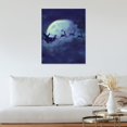 thumbnail image 4 of Santa and Reindeer Flying over the Moon Canvas Decor Painting Mysterious Dream Fairy Tale Art Panel Wall Picture Poster Wall Decor Wall Decor Painting 12x16 inch Unframed, 4 of 4