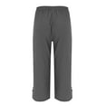 thumbnail image 6 of GZWYHT Linen Pants,Capri Pants,Women's Loose Breathable Linen Capris Side Pocket Foot Slit Casual Pants,Linen Shorts,Summer Pants,High Waisted Pants,Dark Gray,S, 6 of 9